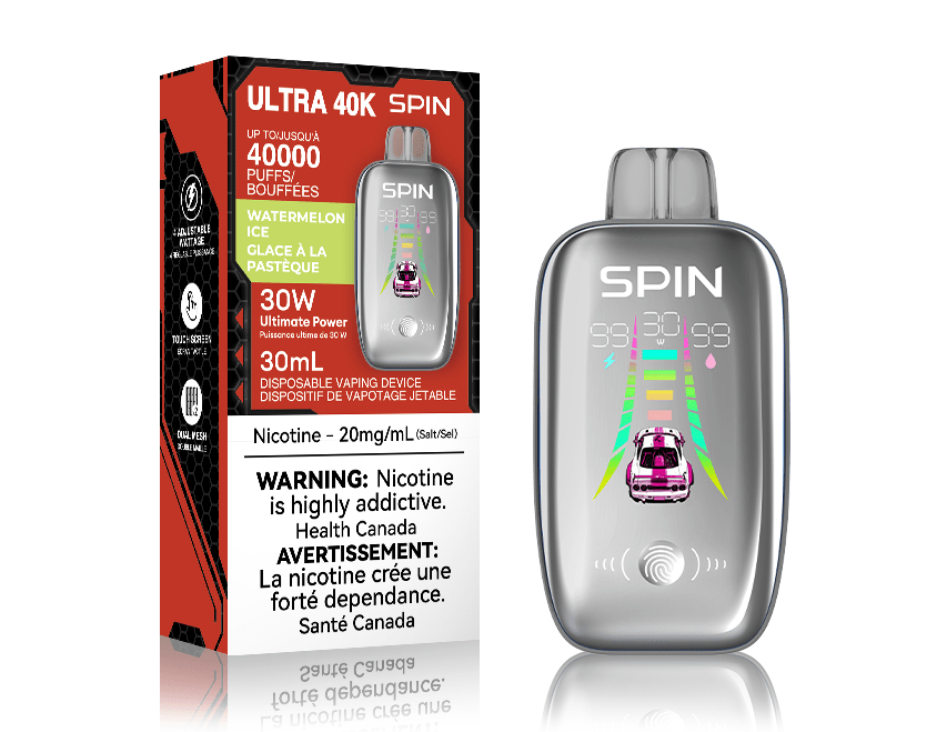 Spin Ultra 40k Disposable Vape - Watermelon Ice 40000 Puffs / 20mg Steinbach Vape SuperStore and Bong Shop Manitoba Canada