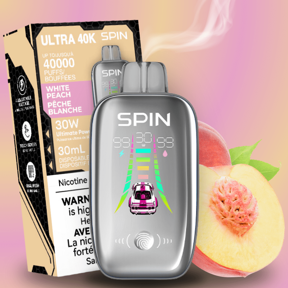 Spin Ultra 40k Disposable Vape - White Peach 40000 puffs / 20mg Steinbach Vape SuperStore and Bong Shop Manitoba Canada