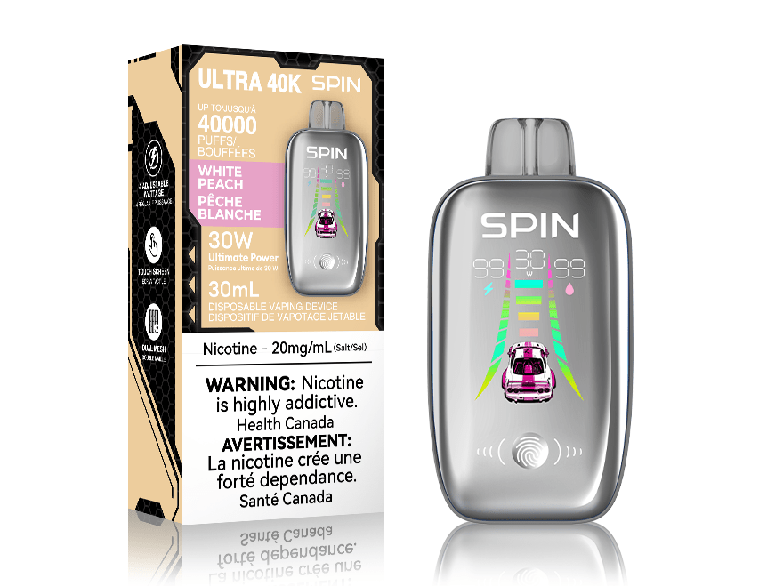 Spin Ultra 40k Disposable Vape - White Peach 40000 puffs / 20mg Steinbach Vape SuperStore and Bong Shop Manitoba Canada