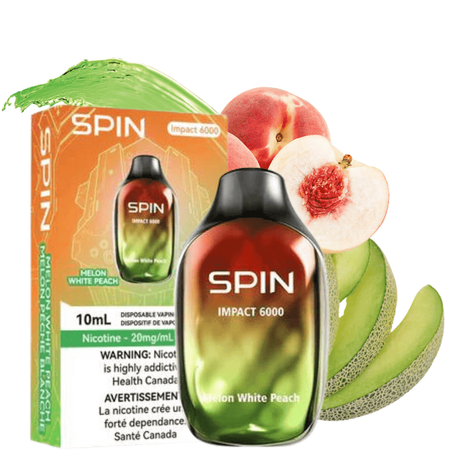 Spin Vape SPIN Impact 6000 Disposable Vape-Melon White Peach-Steinbach Vape MB, Canada SPIN Impact 6000 Disposable Vape-Melon White Peach 20mg / 6000 Puffs