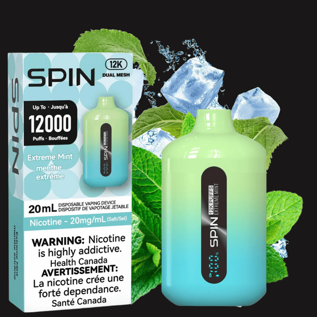 Spin Vape Spin Vape 12,000 Disposable Vape-Extreme Mint-Steinbach Vape SuperStore MB, Canada Spin 12,000 Disposable Vape-Extreme Mint 20mg