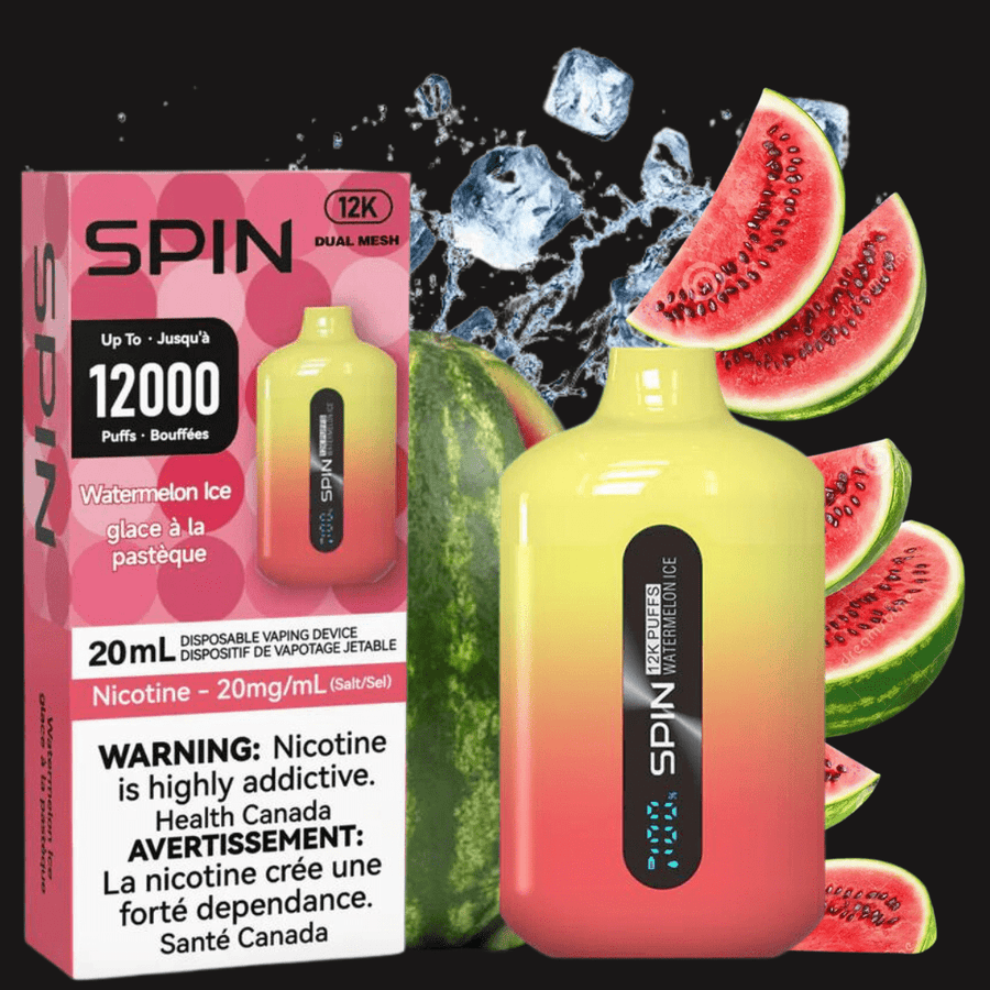 Spin Vape Spin Vape 12,000 Disposable Vape-Watermelon Ice-Steinbach Vape SuperStore MB, Canada Spin 12,000 Disposable Vape-Watermelon Ice 20mg