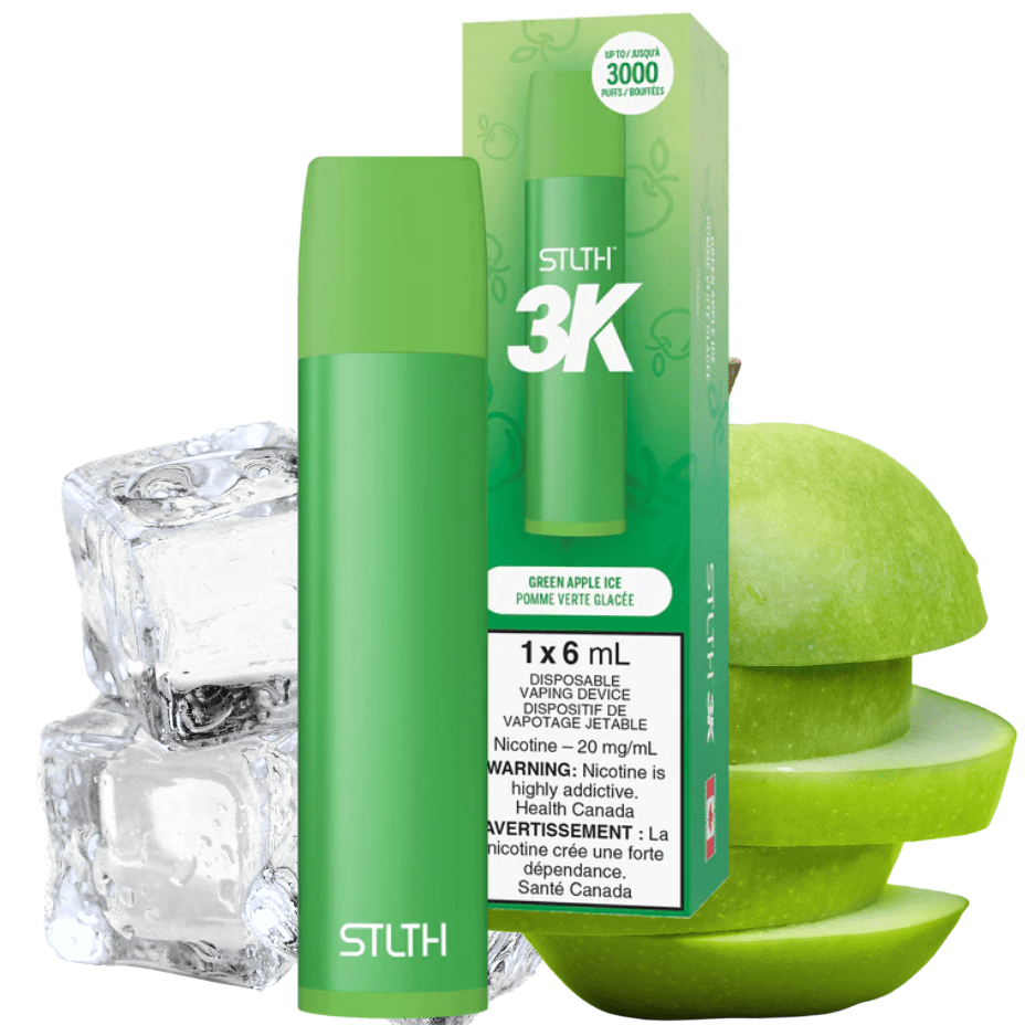 STLTH 3K Disposable Vape Green Apple Ice 3000 Puffs / 20mg Steinbach Vape SuperStore and Bong Shop Manitoba Canada