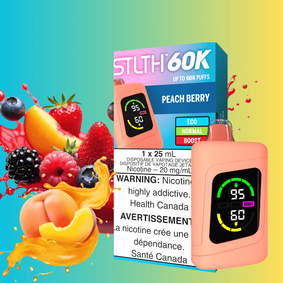 STLTH 60K Disposable Vape - Peach Berry 20mg/mL / 60K Steinbach Vape SuperStore and Bong Shop Manitoba Canada