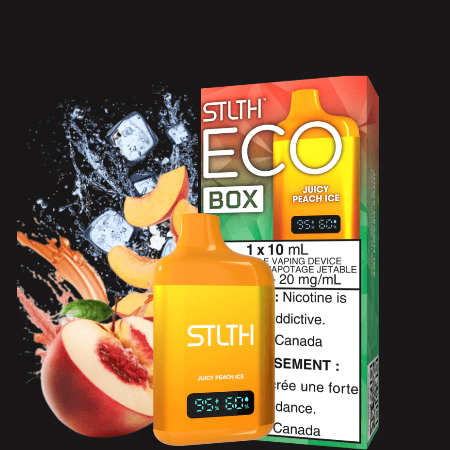 STLTH Eco Box Disposable Vape - Juicy Peach Ice 10ml / 20mg/mL Steinbach Vape SuperStore and Bong Shop Manitoba Canada