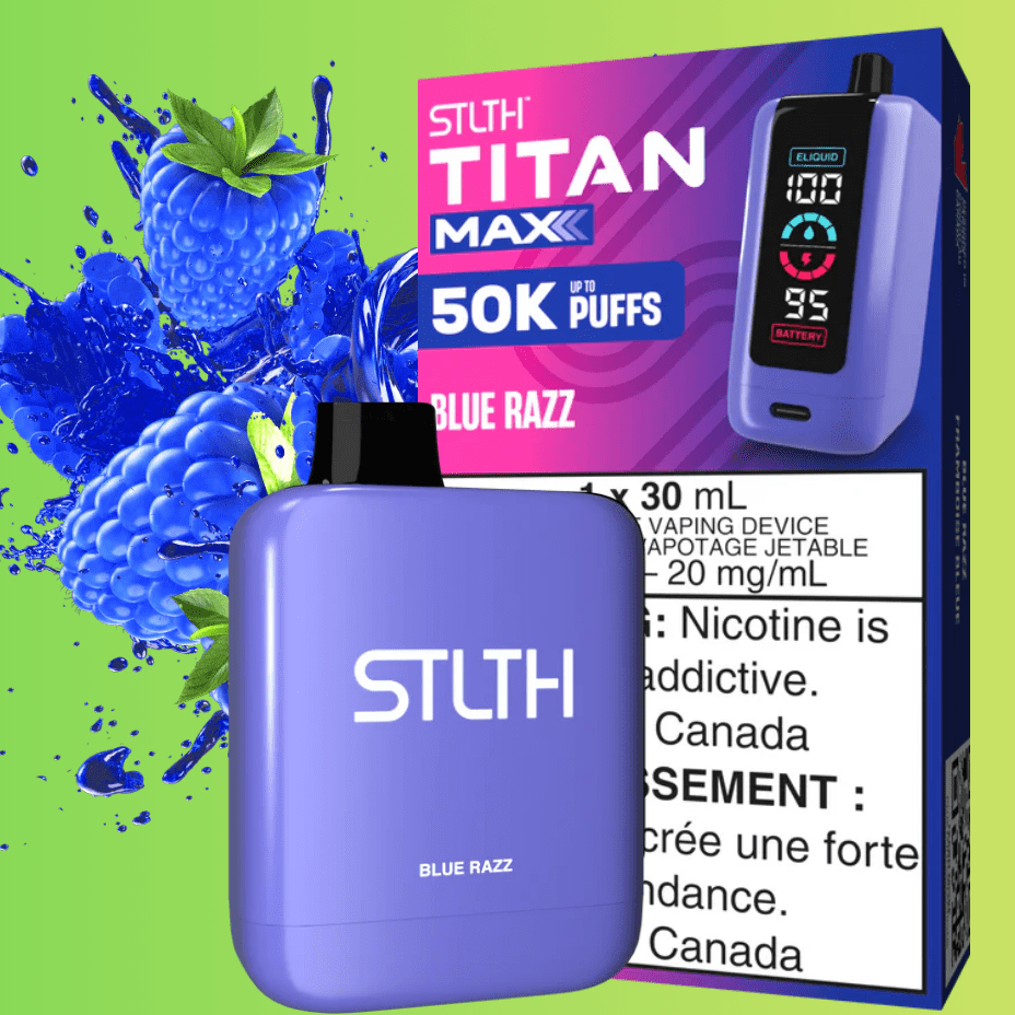 STLTH Titan Max 50K Disposable Vape-Blue Razz 50K / 20mg/mL Steinbach Vape SuperStore and Bong Shop Manitoba Canada