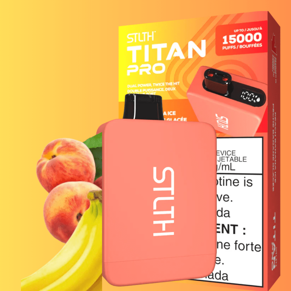 STLTH Titan Pro Disposable Vape-Peach Banana Ice 20mL / 20mg Steinbach Vape SuperStore and Bong Shop Manitoba Canada