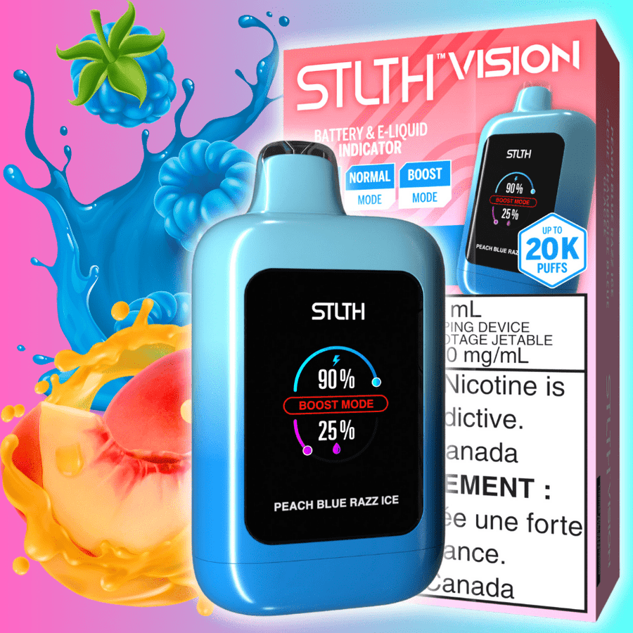 STLTH Vision 20K Disposable Vape - Peach Blue Razz Ice 20000 Puffs / 20mg Steinbach Vape SuperStore and Bong Shop Manitoba Canada