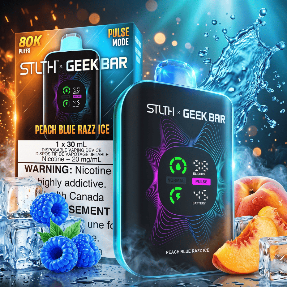 STLTH x Geek Bar 80K Disposable Vape - Peach Blue Razz Ice 80000 Puffs / 20mg Steinbach Vape SuperStore and Bong Shop Manitoba Canada