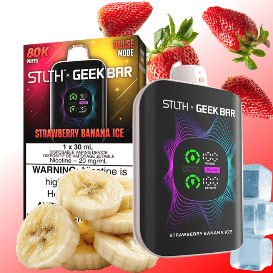 STLTH x Geek Bar 80K Disposable Vape - Strawberry Banana Ice 80k / 20mg Steinbach Vape SuperStore and Bong Shop Manitoba Canada