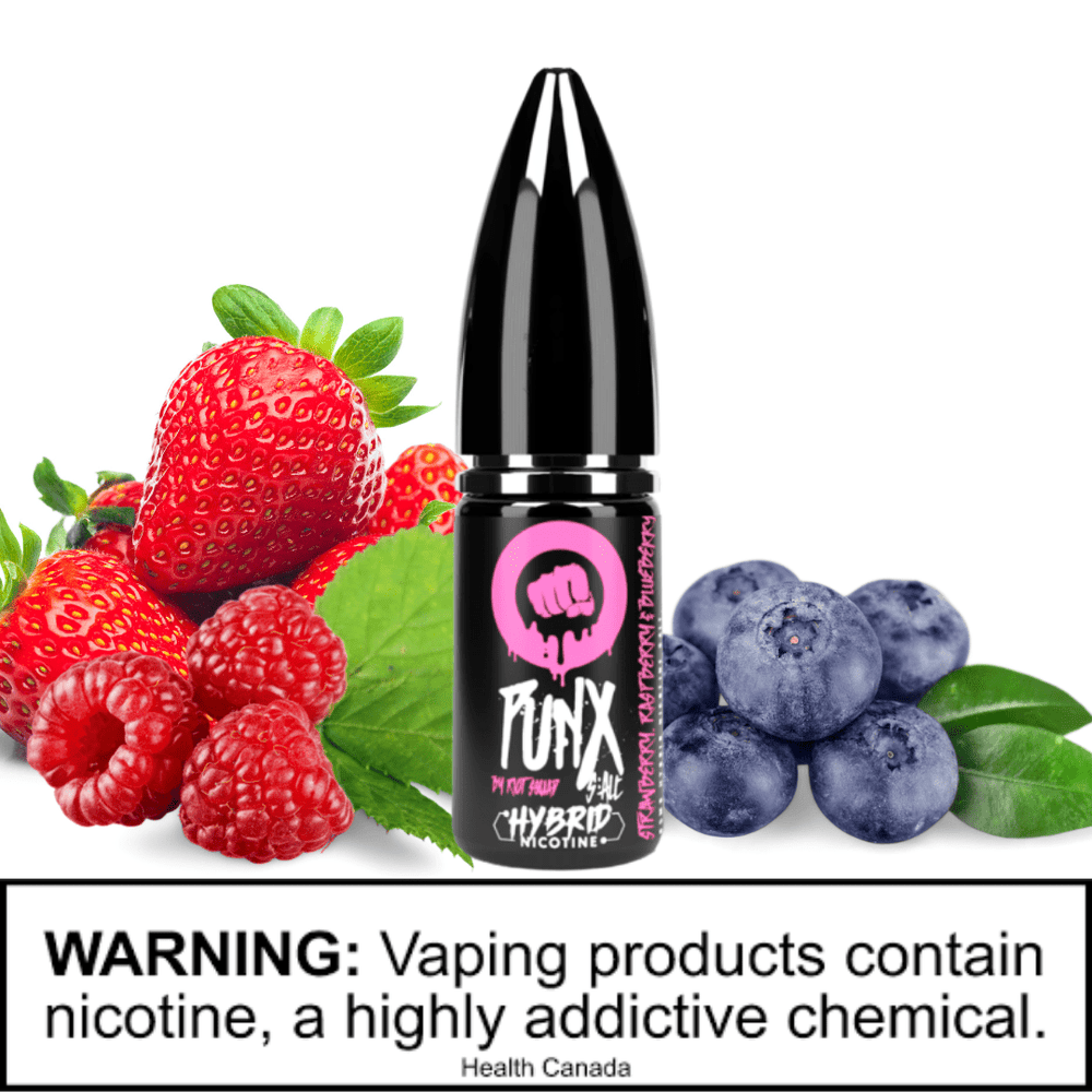 Strawberry Raspberry & Blueberry Hybrid Salt Nic by Riot Squad Punx Steinbach Vape SuperStore and Bong Shop Manitoba Canada
