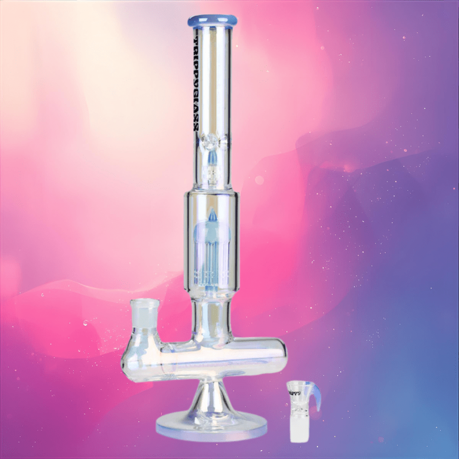 Trippy Glass 7mm Holographic stemless Inline Perc Straight Tube 17" Steinbach Vape SuperStore and Bong Shop Manitoba Canada