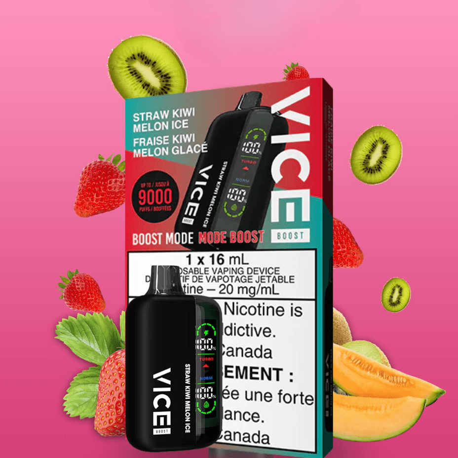 Vice Boost Disposable Vape-Strawberry Kiwi Melon Ice 9000 Puffs / 20mg Steinbach Vape SuperStore and Bong Shop Manitoba Canada