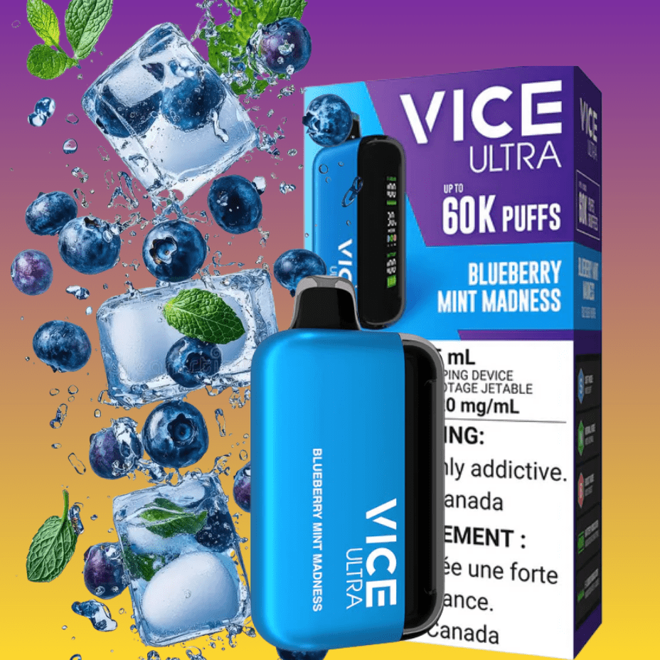 Vice Ultra 60K Disposable Vape - Blueberry Mint Madness Steinbach Vape SuperStore and Bong Shop Manitoba Canada
