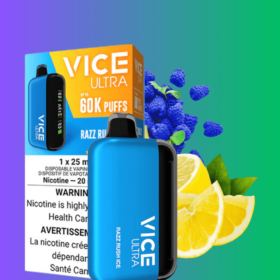 Vice Ultra 60K Disposable Vape - Razz Rush Ice Steinbach Vape SuperStore and Bong Shop Manitoba Canada