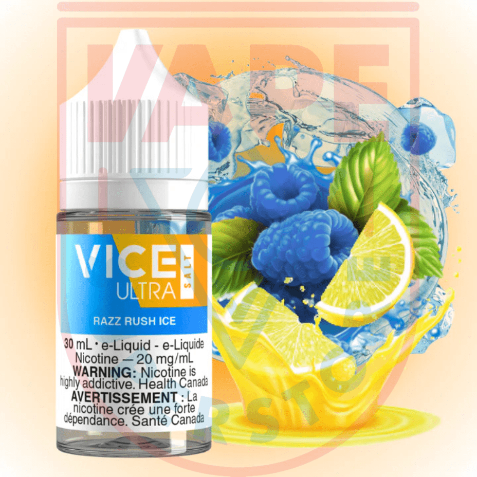 Vice Ultra Salt - Razz Rush Ice 20mg Steinbach Vape SuperStore and Bong Shop Manitoba Canada