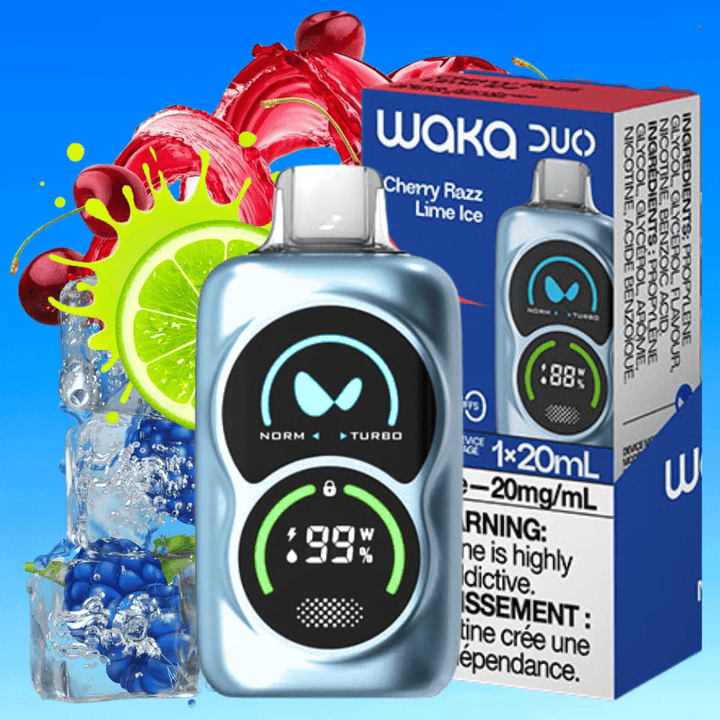 WAKA Duo 28000 Disposable Vape-Cherry Razz Lime Ice 28000 Puffs / 20mg Steinbach Vape SuperStore and Bong Shop Manitoba Canada