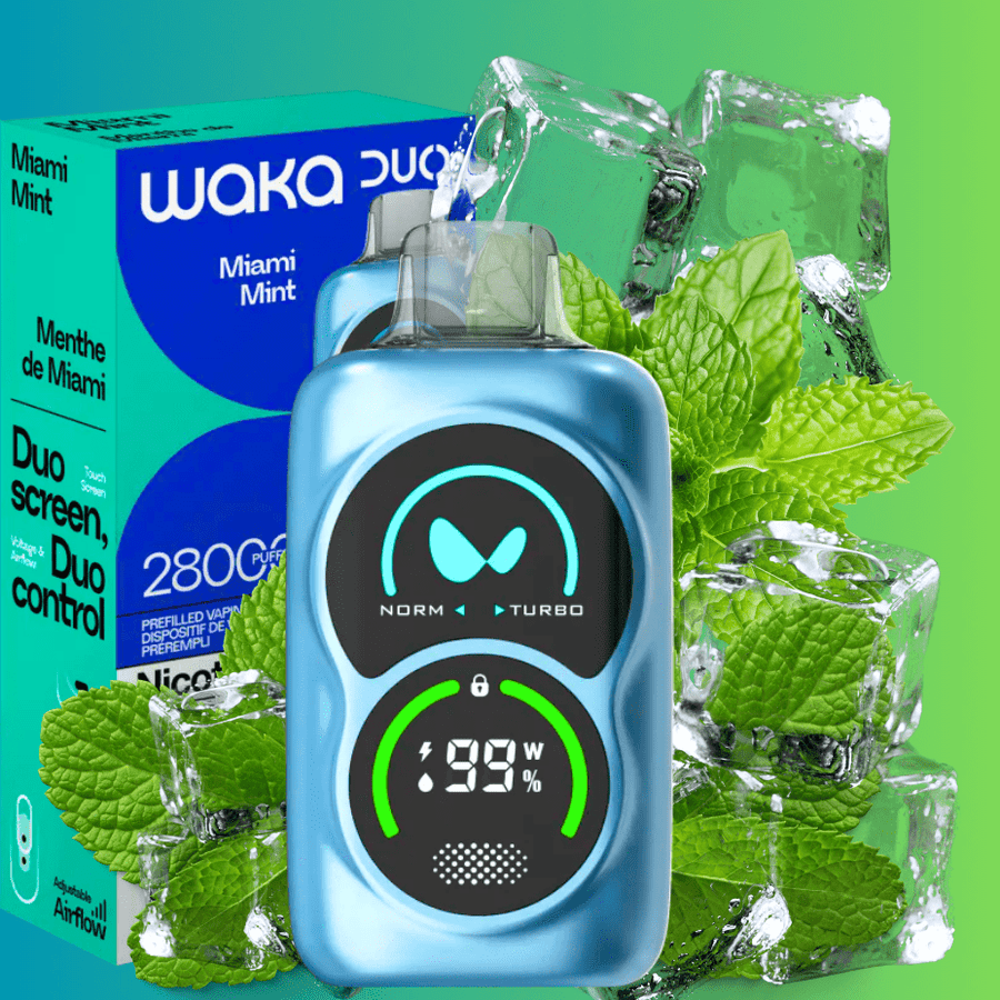 WAKA Duo 28000 Disposable Vape - Miami Mint 28000 Puffs / 20mg Steinbach Vape SuperStore and Bong Shop Manitoba Canada