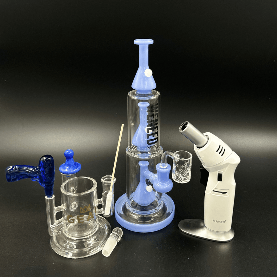 WENEED Three Part Bong Perc Straight Tube-11" Blue Steinbach Vape SuperStore and Bong Shop Manitoba Canada