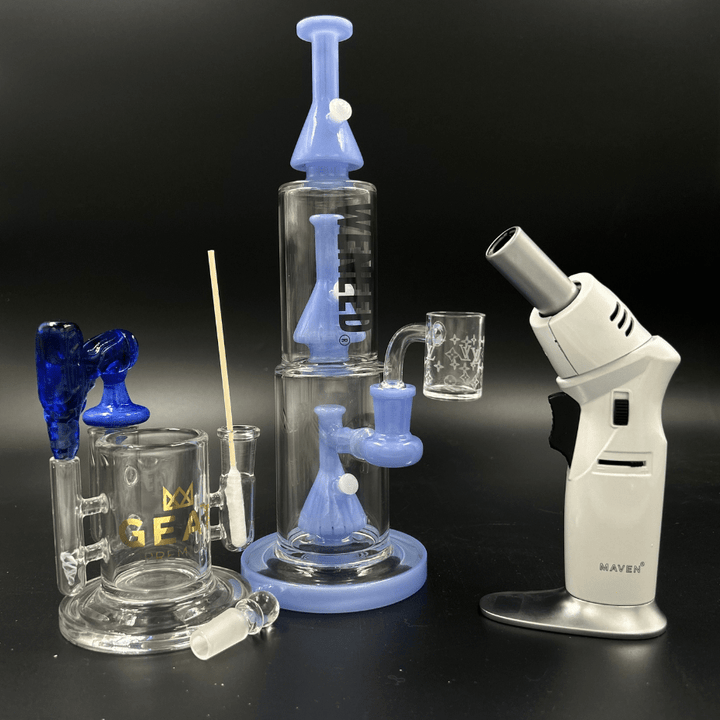 WENEED Three Part Bong Perc Straight Tube-11" Blue Steinbach Vape SuperStore and Bong Shop Manitoba Canada