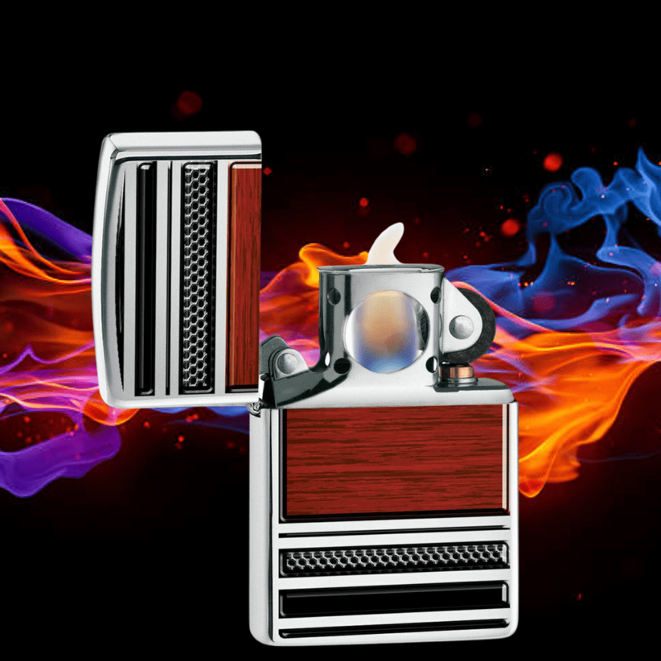 Zippo Lighter Steel & Wood Design Steinbach Vape SuperStore and Bong Shop Manitoba Canada