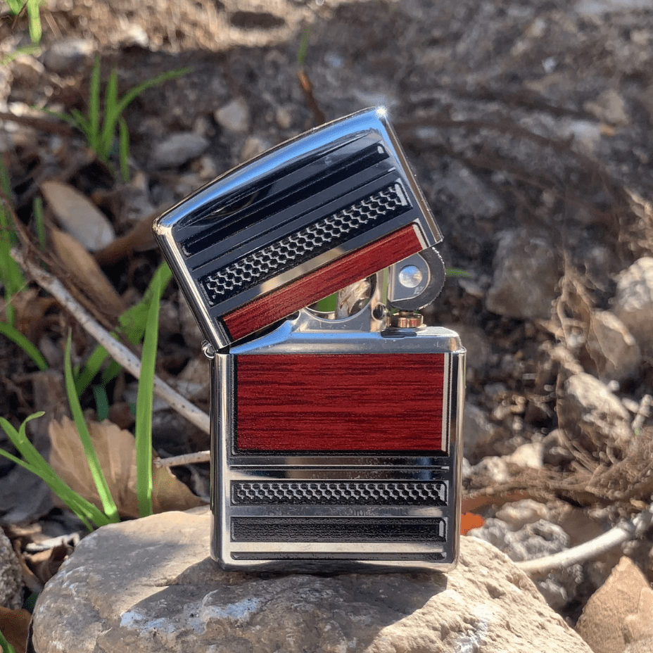 Zippo Lighter Steel & Wood Design Steinbach Vape SuperStore and Bong Shop Manitoba Canada